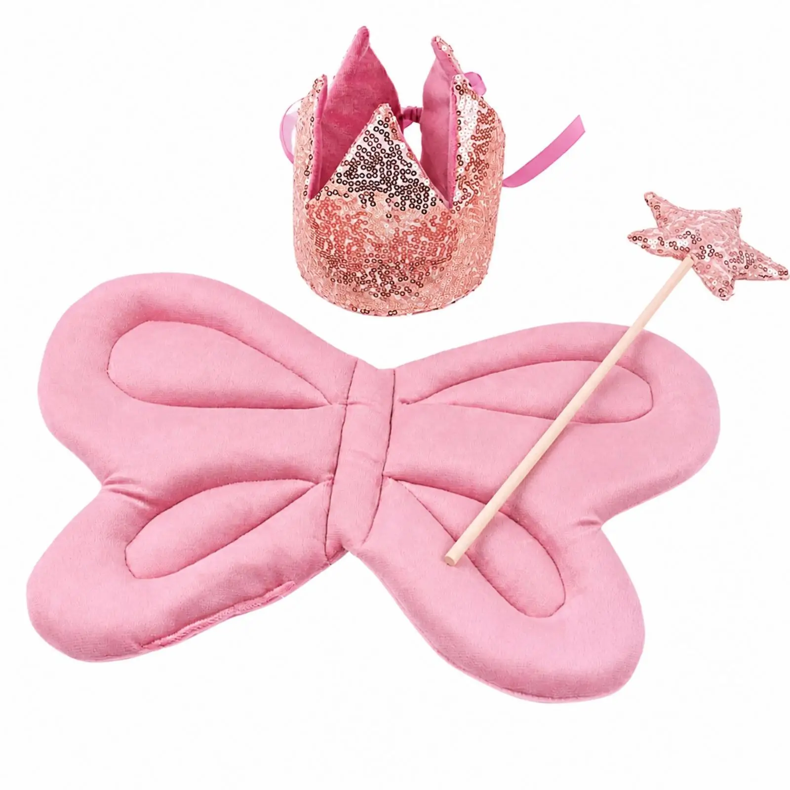 Sequin Butterfly Wing Panels Costume Set with Star Star Rod Sequined Butterfly Wing Panels Crown Star Rod Set Childrens Dress-up