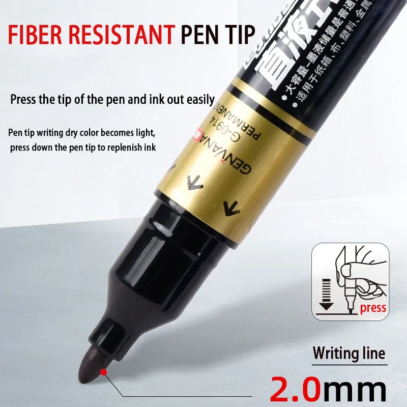 Press Marker Pen Large Capacity Ink-Adding Big Head Pen Oil Pen Thick Head Pen Express Special Pen Office Supplies