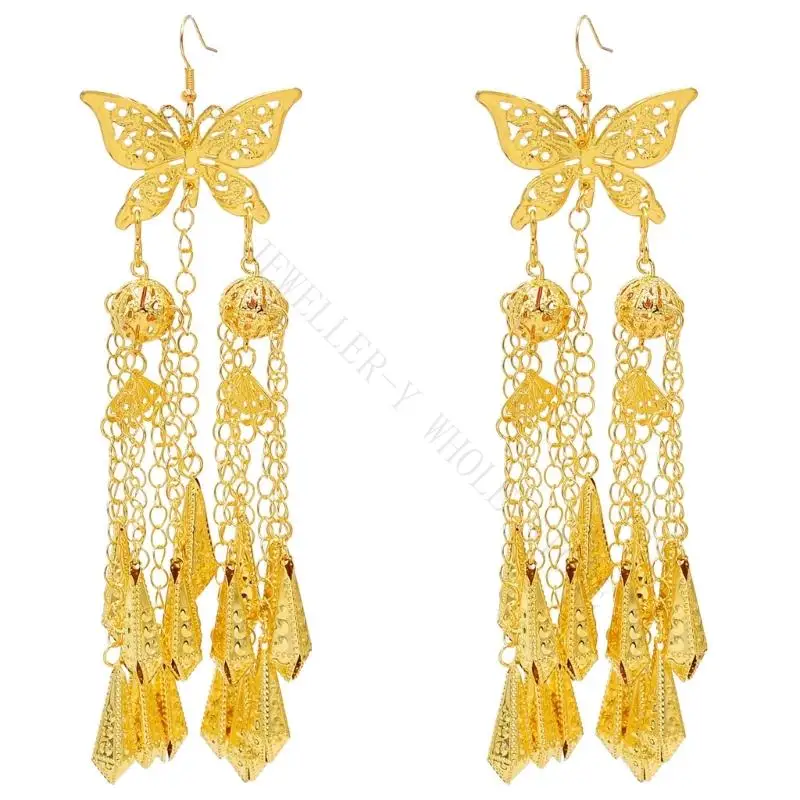 R7UF Openwork Butterfly Drop Earrings for Women, Long Chain Drop Fish Hook Earrings for Daily Wear and Party Styling Looks