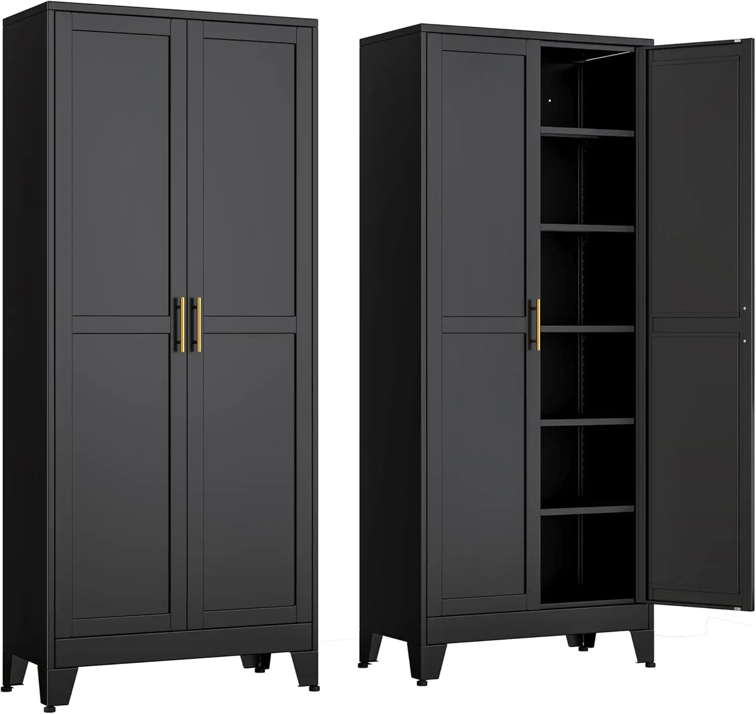 

Kitchen Pantry Storage Cabinet with Doors and Adjustable Shelves, Metal ClosetMaid Food Pantry Cabinets, 75" Tall Freestanding