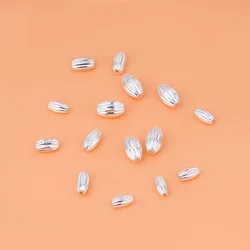 5pcs 925 sterling silver rice beads transfer beads Olive beads Lu Lu Tong handmade DIY material bracelet necklace accessories