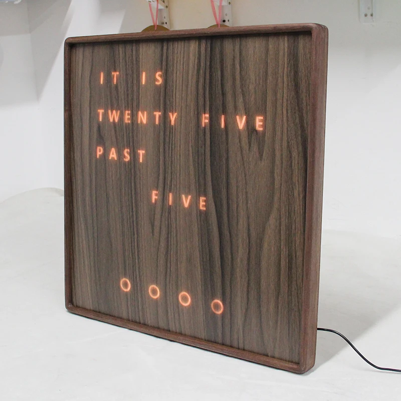 New Wooden Digital Clock Customized Multi-language Light-emitting Diode Lighted Electronic Word Clock
