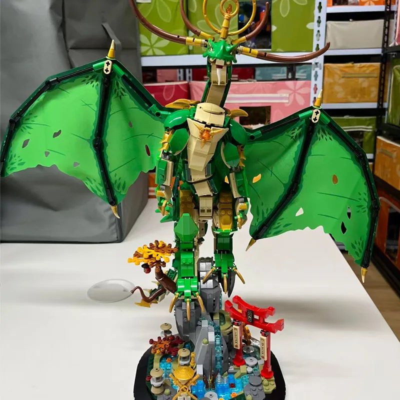 Nuevo MOC en stock, 1650 Uds., bloques de construcción MOC, dragón guardián verde, juguete ensamblado, regalo de decoración navideña de cumpleaños