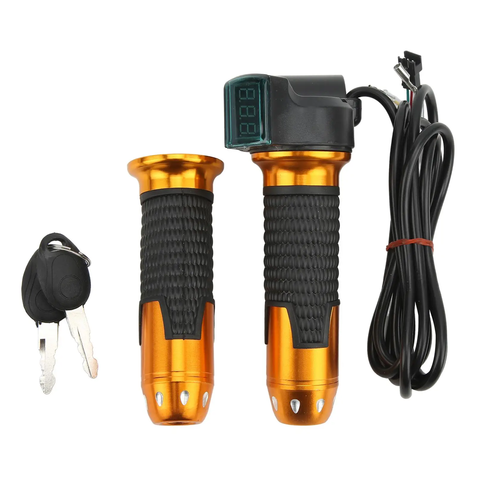 Digital Display Throttle Grip for 12v -99V E-Bikes, Electric Bicycle Throttle Handle with Key