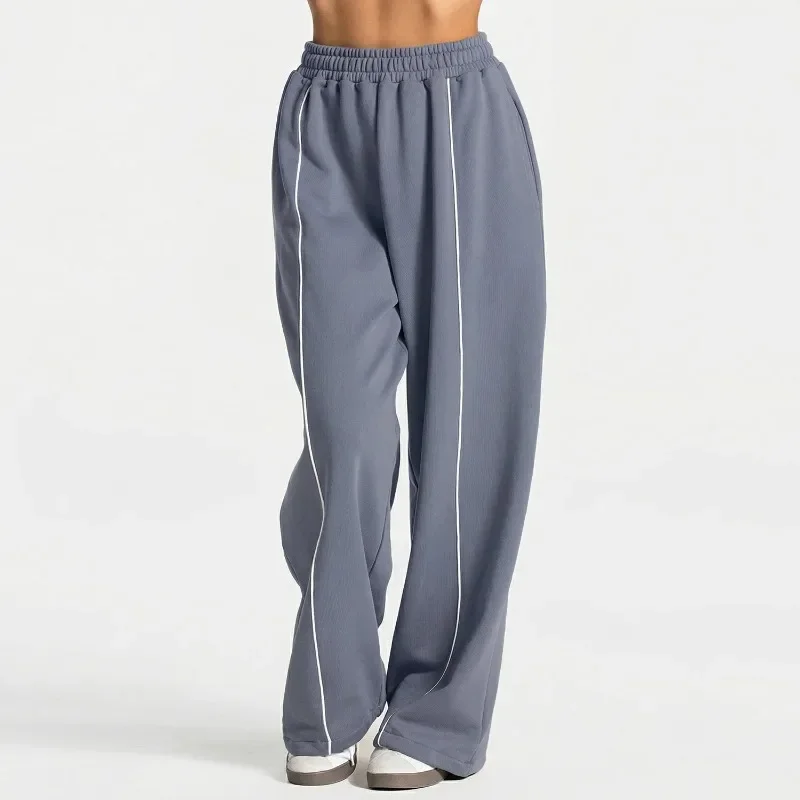 Loose Fit Straight Wide Leg Active Pants High Waist 4-Way Stretch for Yoga Gym Running Moisture-Wicking Fabric Lightweight