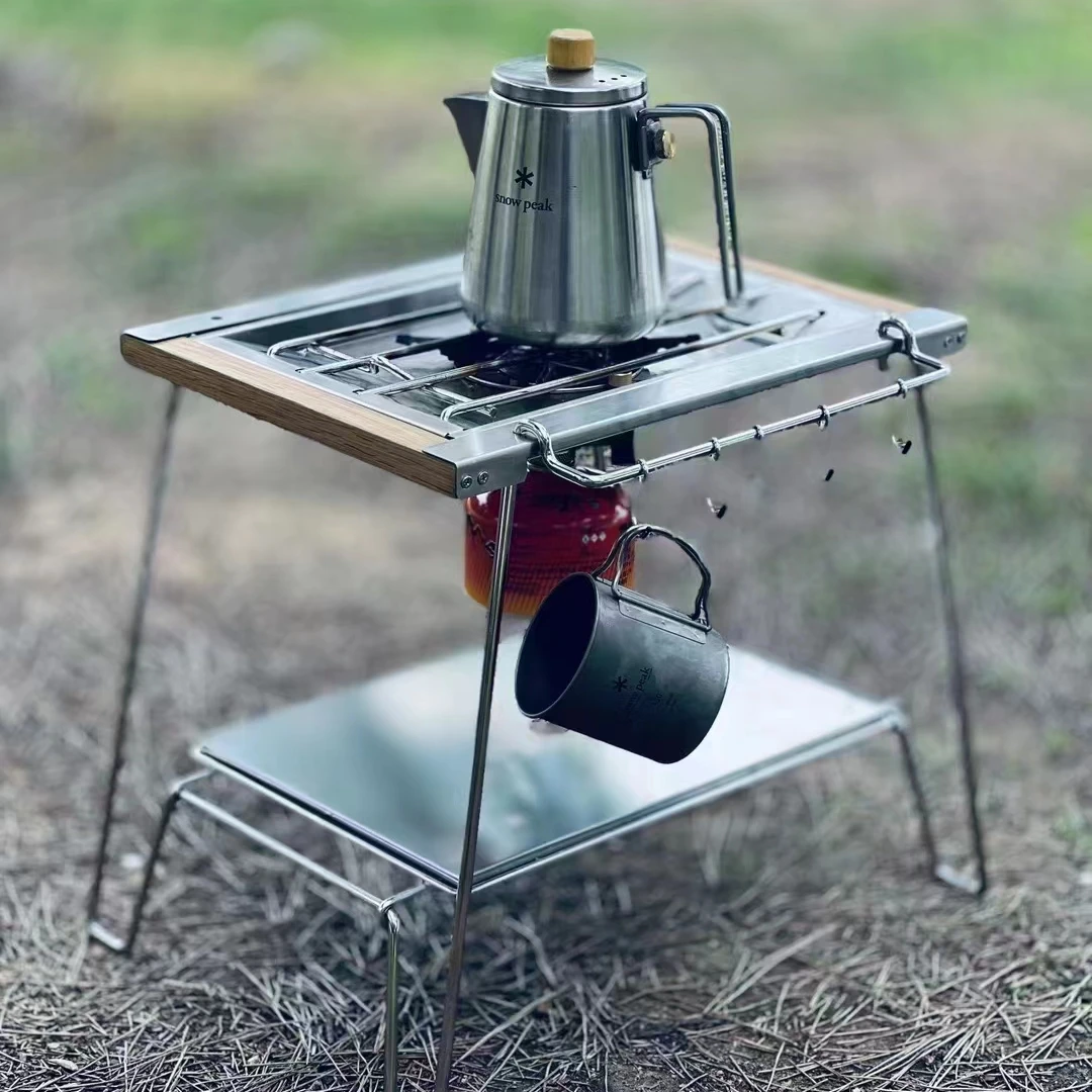 Outdoor Hiking Camping Multi-Functional Picnic Stainless Steel Folding Table Set