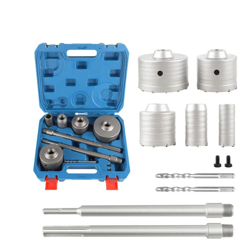9pcs Hole Saw Set 30-100mm Round shank SDS Max Shank 300mm for Concrete Brick Drill Bit Set Concrete Cement Stone Wall