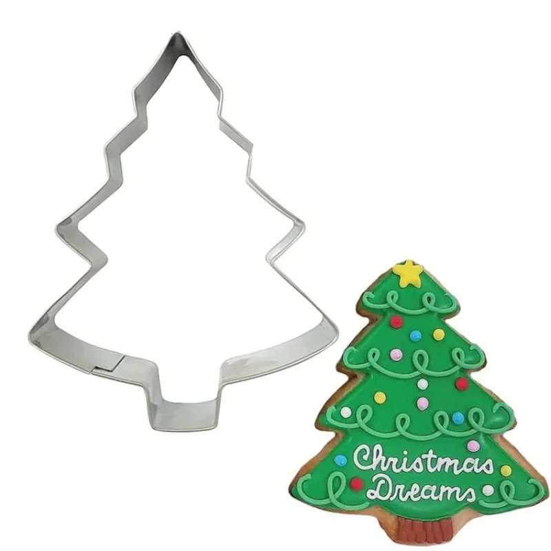 3pcs Christmas Tree Cookie Cutting Mould Christmas Biscuit Molds Stainless Steel Cookie Press Molds DIY Kitchen Cookie Cutter