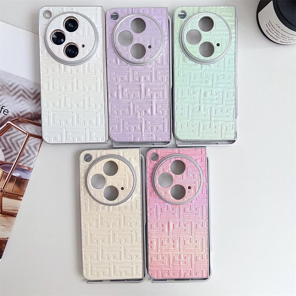 

Geometry Phone Case For OPPO Find N2 N3 Solid Color Gradient Protection Hard Shell Protective Cover