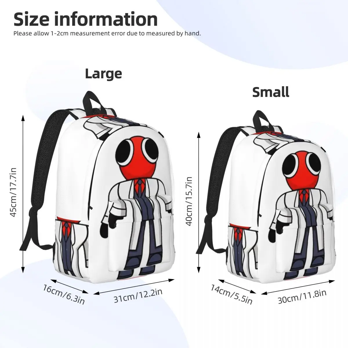 Red Scientist Rainbow Friend Backpack Student BookBag Kids School Bag Computer Shoulder Bags for Boys Girls