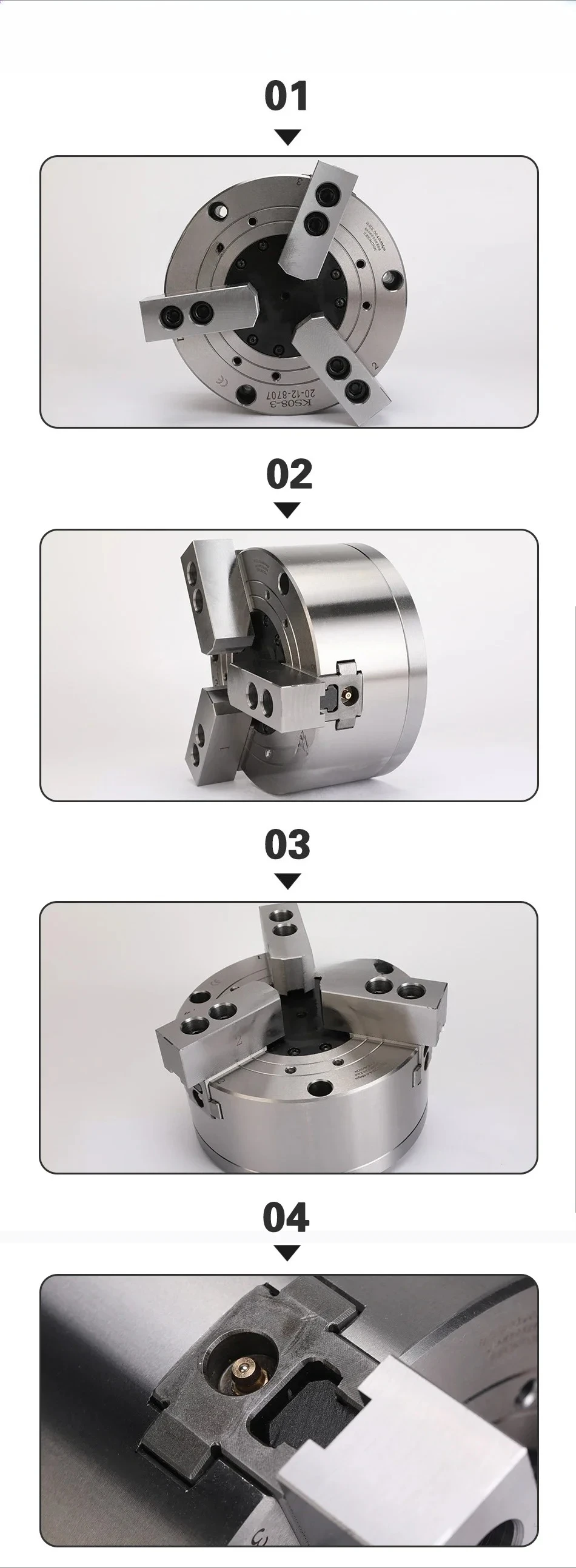 6 Inch 172mm 3-Jaw Solid Pneumatic Chuck KS06-3 Complete Set Air CNC Lathe Machine Tool Rotating Power Chuck Fixture