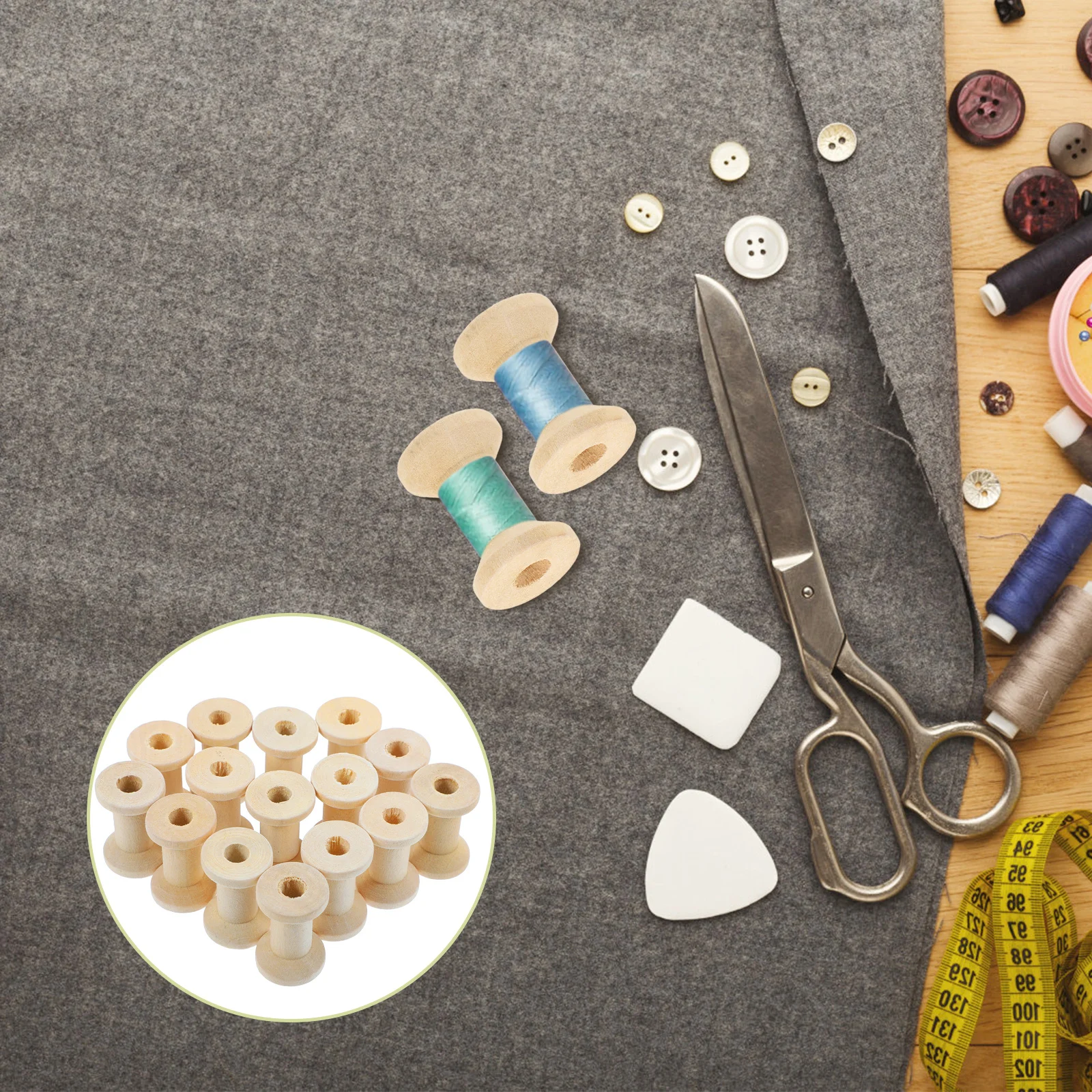 

100Pcs Wooden Spools Thread Organizer for Sewing Machines Yarn Holder Wooden Craft Spindles DIY Essentials Wire Winding Spools