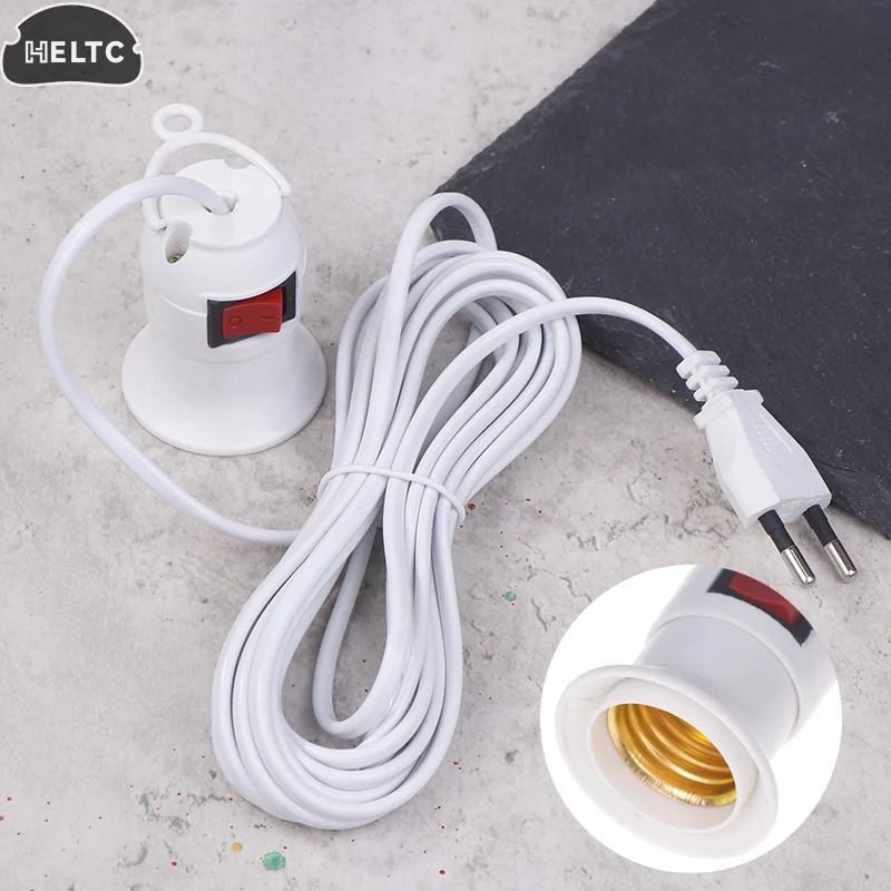 

1PC EU Plug 4M Power Cord Cables E27 Lamp Holder Base Holder With Switch For Pendant Led Bulb Fixture Hanglamp Suspension Socket
