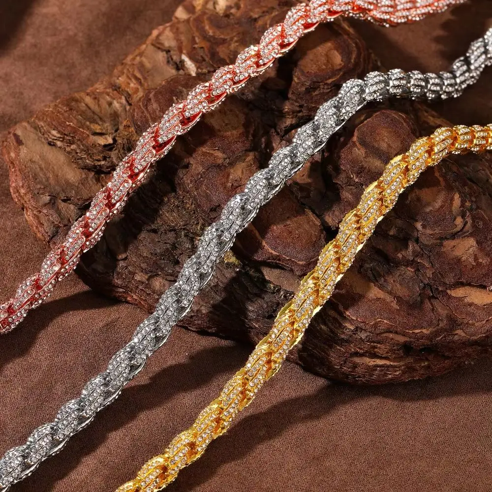 

Веревочная цепочка, ожерелье в стиле хип-хоп, блестящее модное колье, подарок для мужчин и женщин, одинаковый рэпер, рокер, модный аксессуар в стиле панк