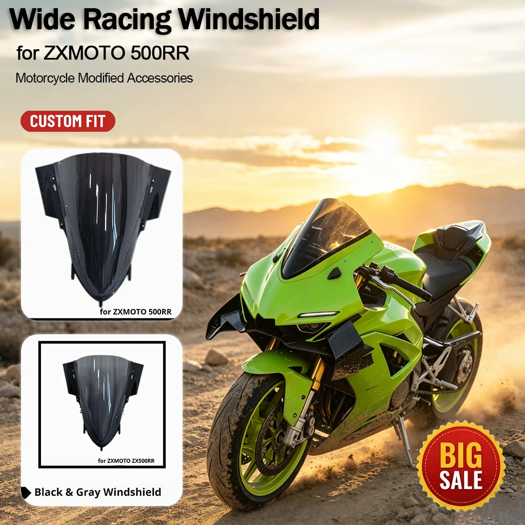 Widened Wing‑Shape Tall Racing Front Windscreen Air Deflector Modification Parts for ZXMOTO ZX500RR Motorcycle