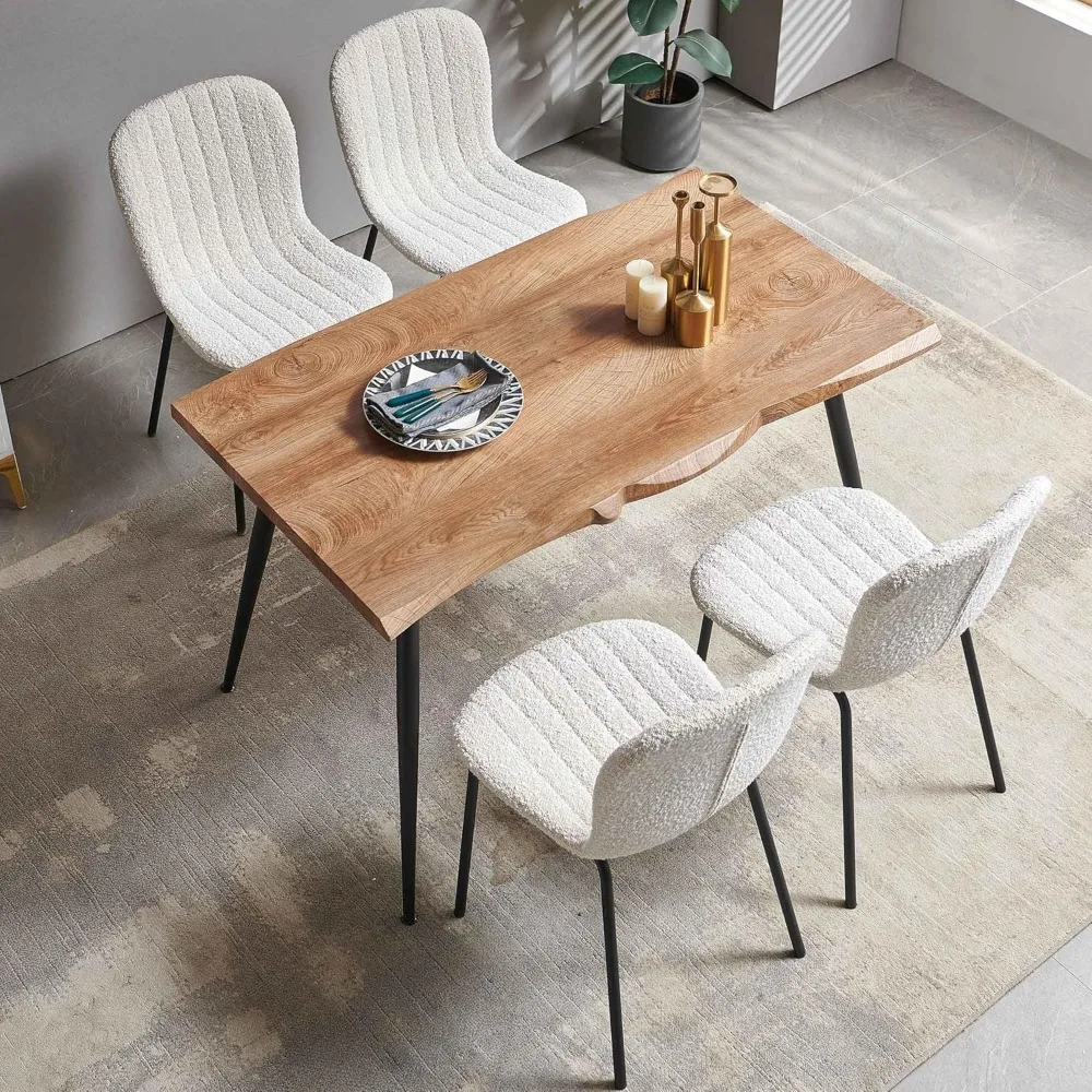 طقم طاولة طعام مستطيلة مع كراسي منجدة - طقم طاولة وكراسي مطبخ حديثة من بوكل مكون من 4 قطع للمساحات الصغيرة