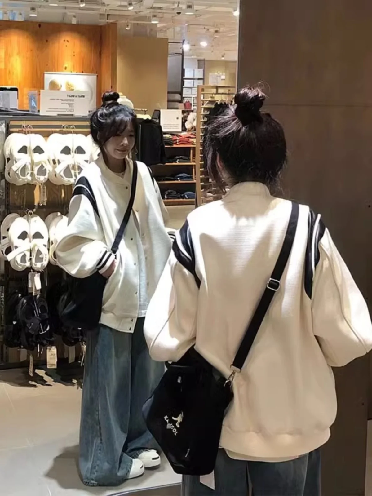 

Retro American Salt Series Thin Baseball Jaet Women's Loose Korean Sle Small Size Versatile Color Blo Jaet Trendy Out...