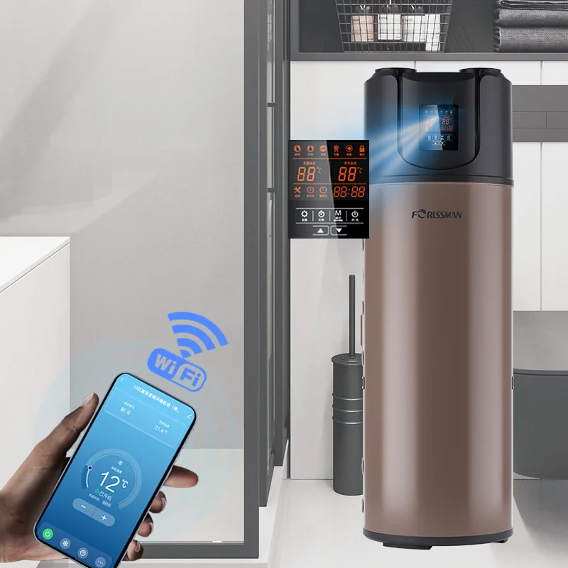 الكل في واحد 200L مصدر الهواء مضخة الحرارة سخانات المياه الكهربائية الطاقة الشمسية الغاز ROHS معتمد في الهواء الطلق المنزلية R290 المبردات