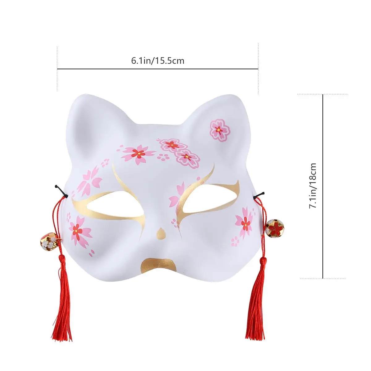 

2 Pcs Cat Mask White Black Hand Painted Masquerade Masks for Halloween Party Japanese Style Face Decorations Dressing