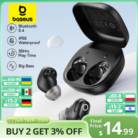 Baseus Bass BD1 Wireless Earbuds Bluetooth 5.4 Earphones Mini and Comfortable wear, Super Bass IP55 Waterproof 0.06s Low-Latency