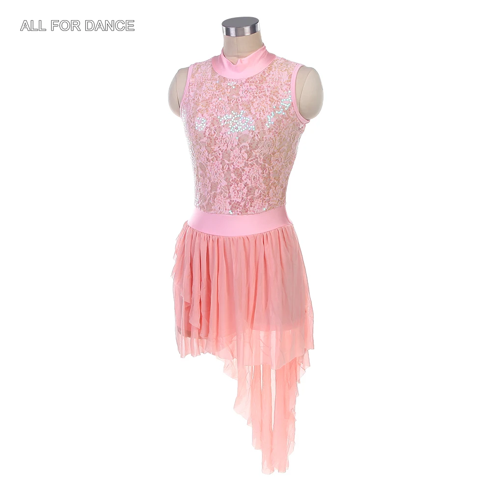 16027 Vestido de Ballet/lírico/de baile contemporáneo para niñas adultas, Top de LICRA con lentejuelas rosas, corpiño puesta en escena, ropa de baile Cosutme