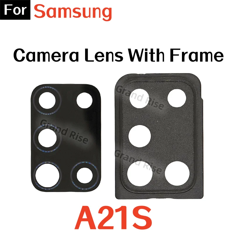 Lente de vidrio de cámara trasera para Samsung A14 A15 A16 A21 A21S, lente de vidrio con marco y adhesivo, pieza de repuesto 6