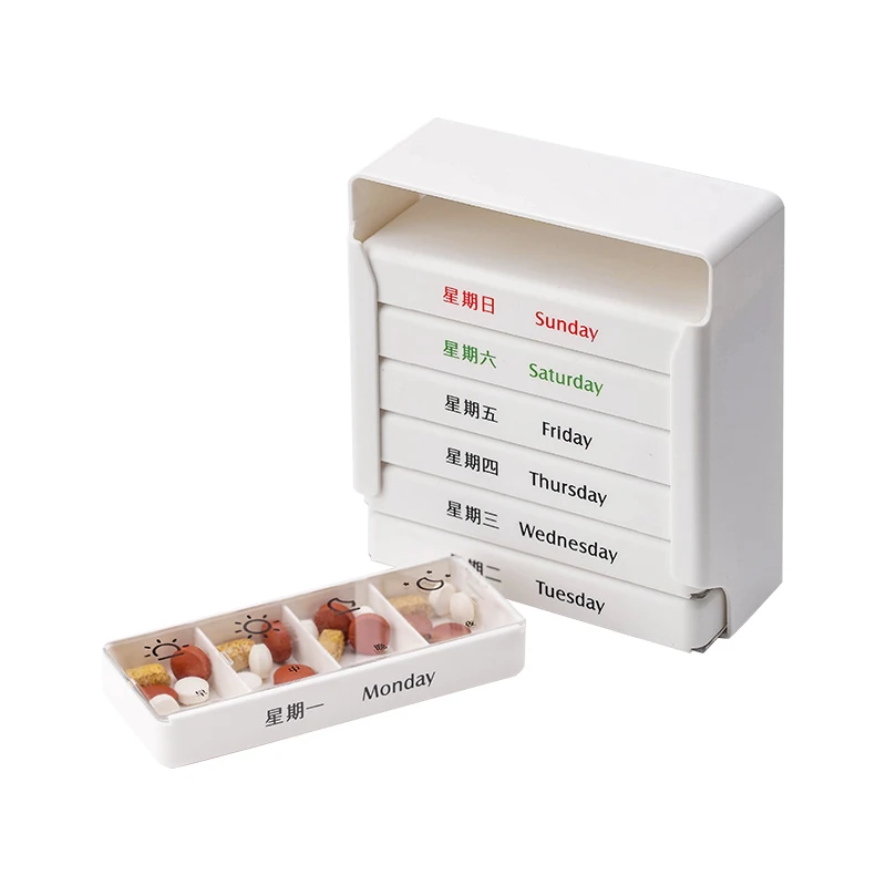 SHIMOYAMA Wall-mounted Portable 7 Day Daily Pill Organiser Box Storage Organizer Travel Medicine Tablet Weekly Container Box