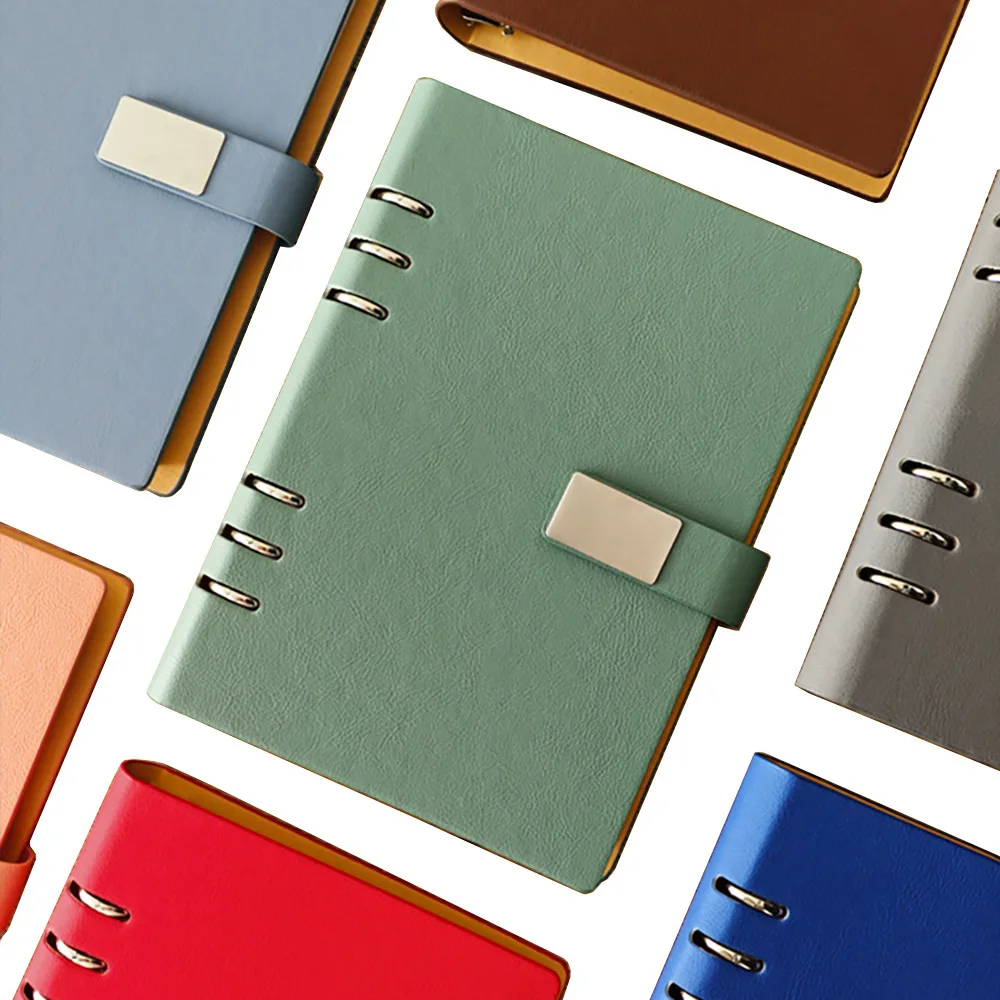 A5 Binder 6 Ring Binder Notebook loose-leaf book PU oil edge Hollow Business Notepad Magnetic buckle design Creative Handbook