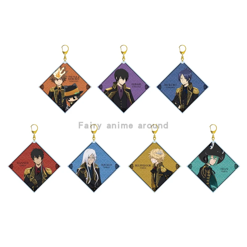 Anime Gokudera Hibari XANXUS Mukuro Squalo Tsuna Belphegor Keychain Doll Game Acrylic Keyring Pendant for Gift