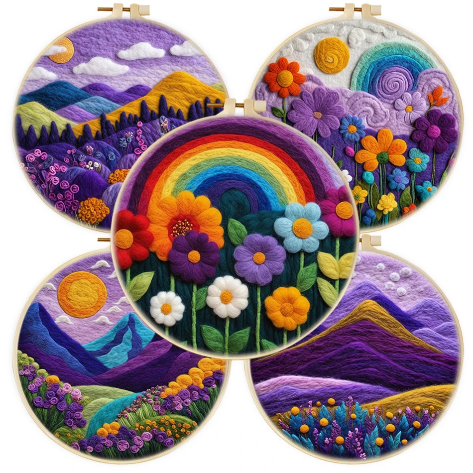 

SDOYUNO Creative Diy Wool Painting Embroidery Kit For Beginners Landsacpe Diy Wool Needle Felt Picture Kit Craft Painting
