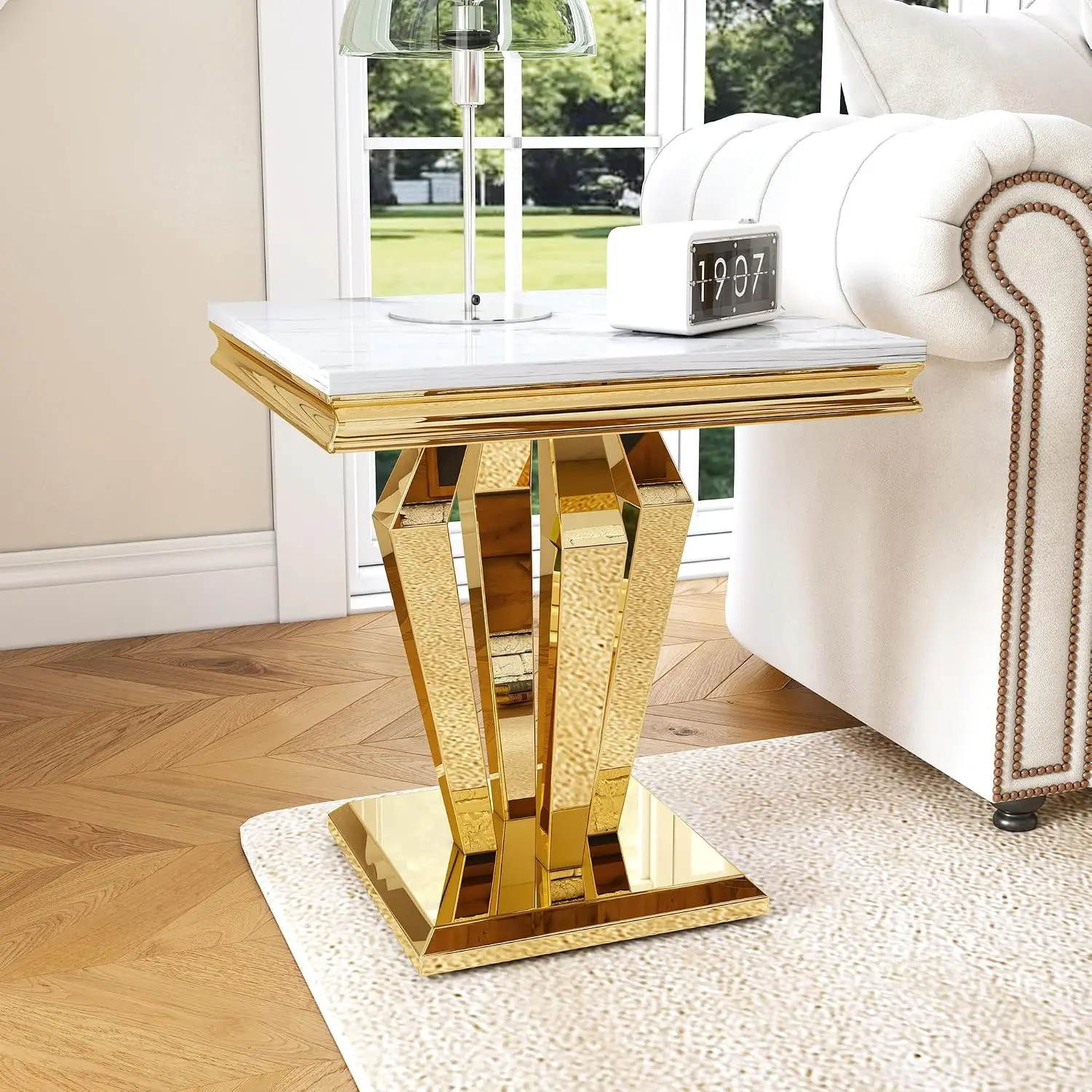 Marble End Table Modern Square 23