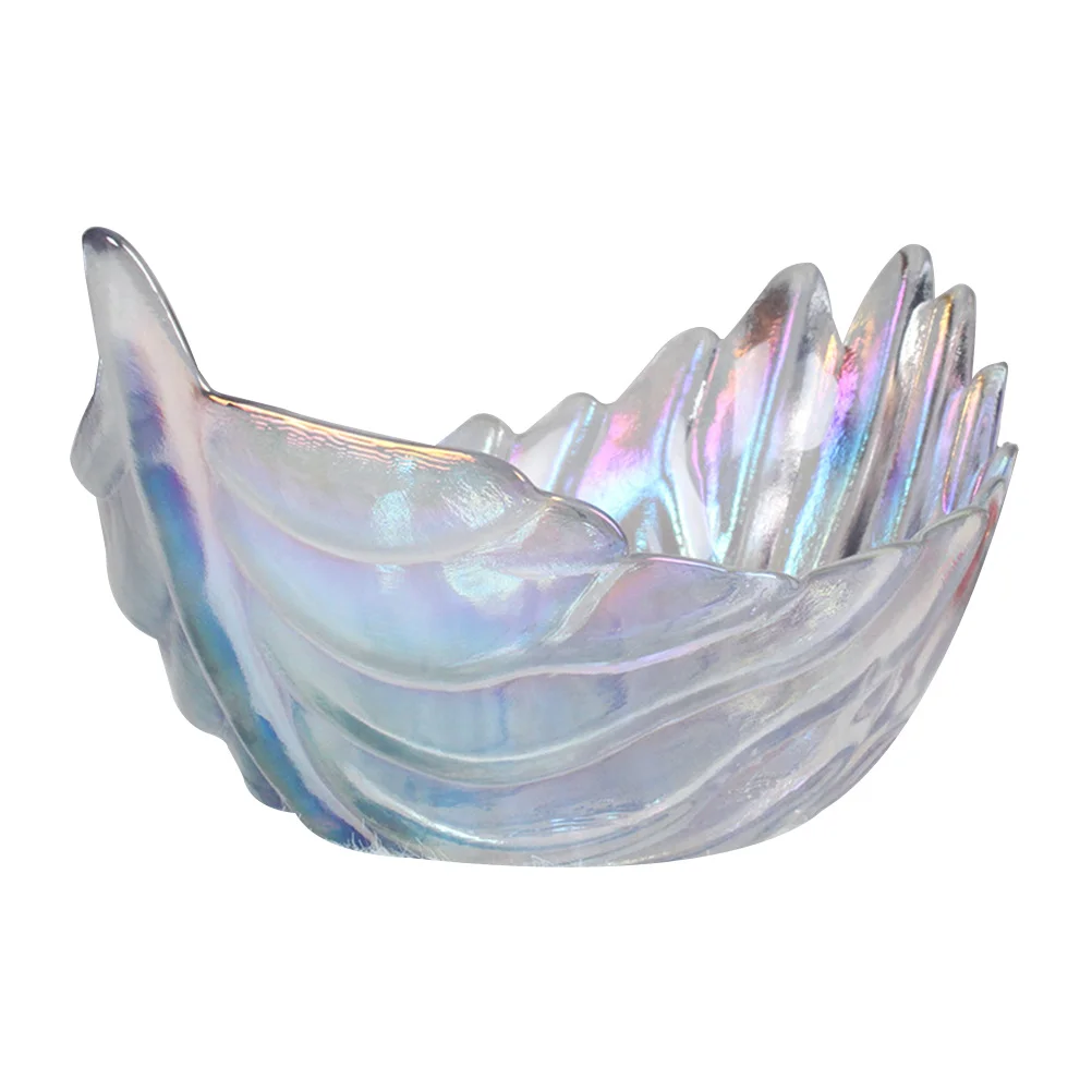 

Colorful Glass Dessert Bowl Nordic Style Creative Plume Shape Multi-Function Food Bowl for Home Family Party Wedding Dining