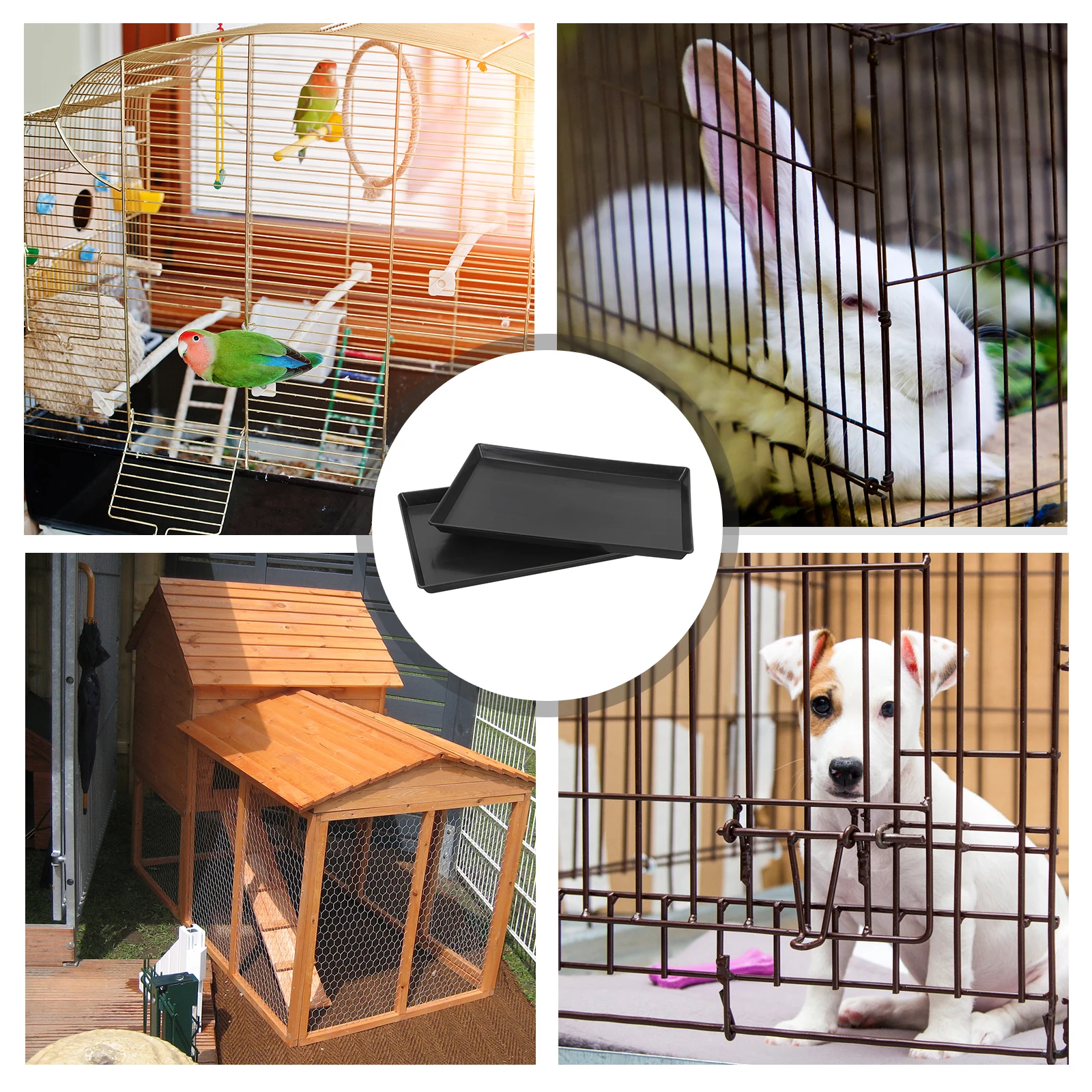 

2pcs Dog Crate Tray Leakproof Durable Easy Clean Bird Cage Tray Small Dog Parrot Litter Trays Indoor Pet Supplies