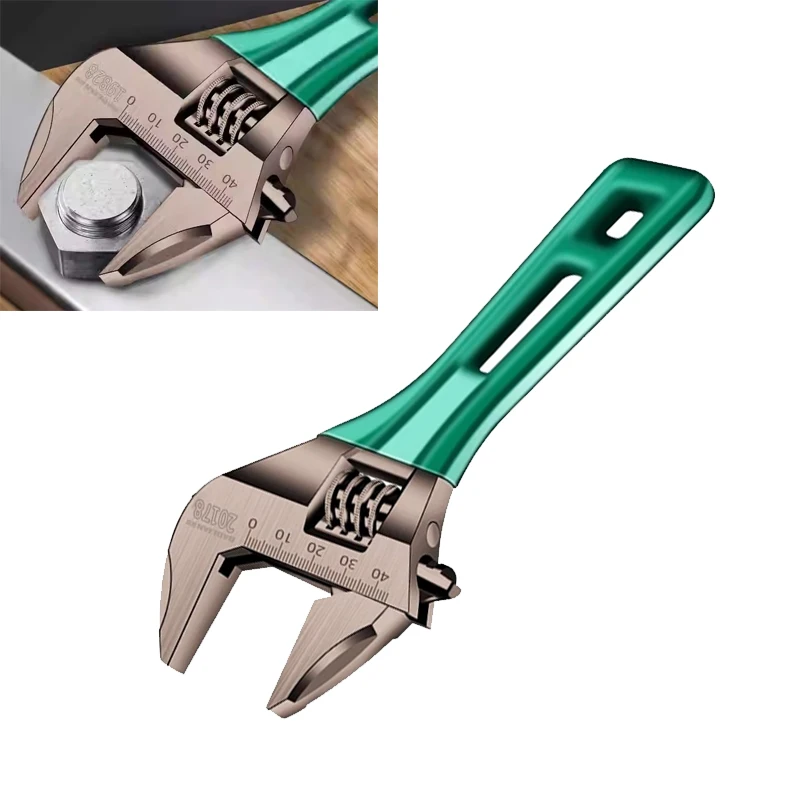 Strong Adjustable Wrench with Wide Open Jaw up to 46mm and Comfortable Handle for Controlled Force Application