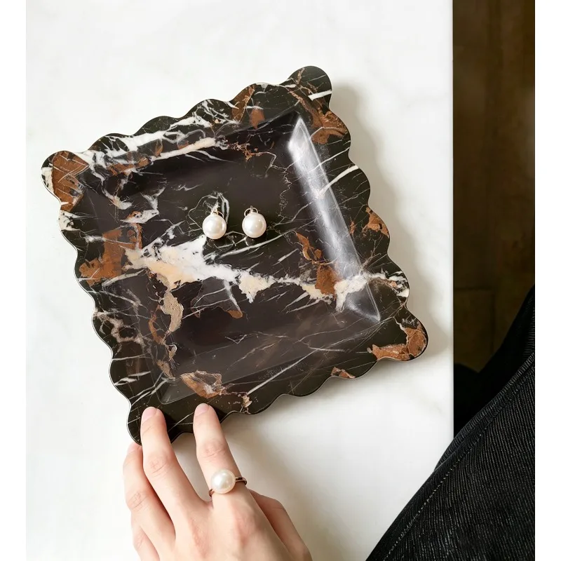 Natural Marble Aromatherapy Tray Luxury Desktop Storage Tray Home Decor Ornament for Living Room Bedroom Hotel Tabletop Display