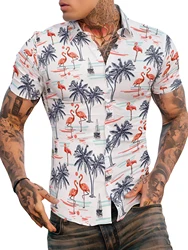 Men's Hawaiian Shirts,Palm Summer Beach Casual Short Sleeve Button Down Shirts, Tropical Holiday Beach Shirts with Pocket