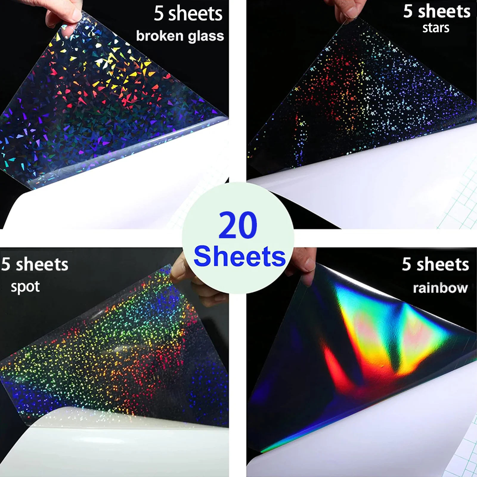 20-folhas-a4-de-filme-holografico-transparente-para-laminacao-a-frio-4-estilos-mistos-papel-adesivo-de-vinil-impermeavel-83x117-polegadas