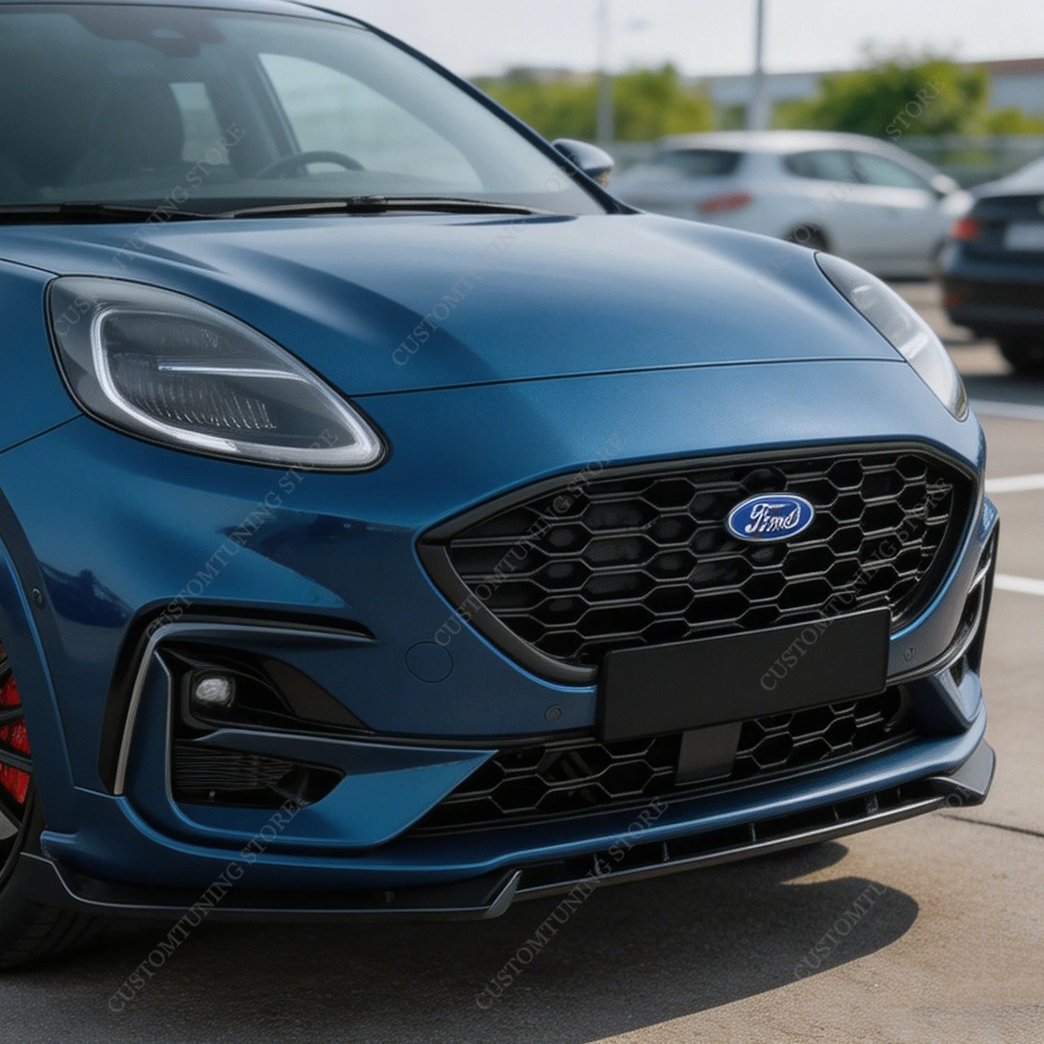 For Ford Puma ST-line MK1 2019-2024 Pre-Lci Gloss Black ABS Front Bumper Lip Spoiler Splitter Diffuser Canards Bodykits
