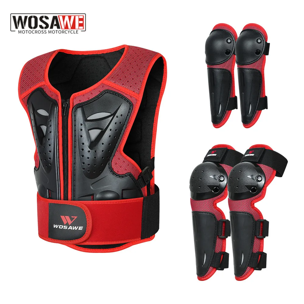 

WOSAWE Kids Skiing Armor Vest Knee Elbow Full Body Protection Motocross Armor Vest suits skiing skating elbow Knee care armor