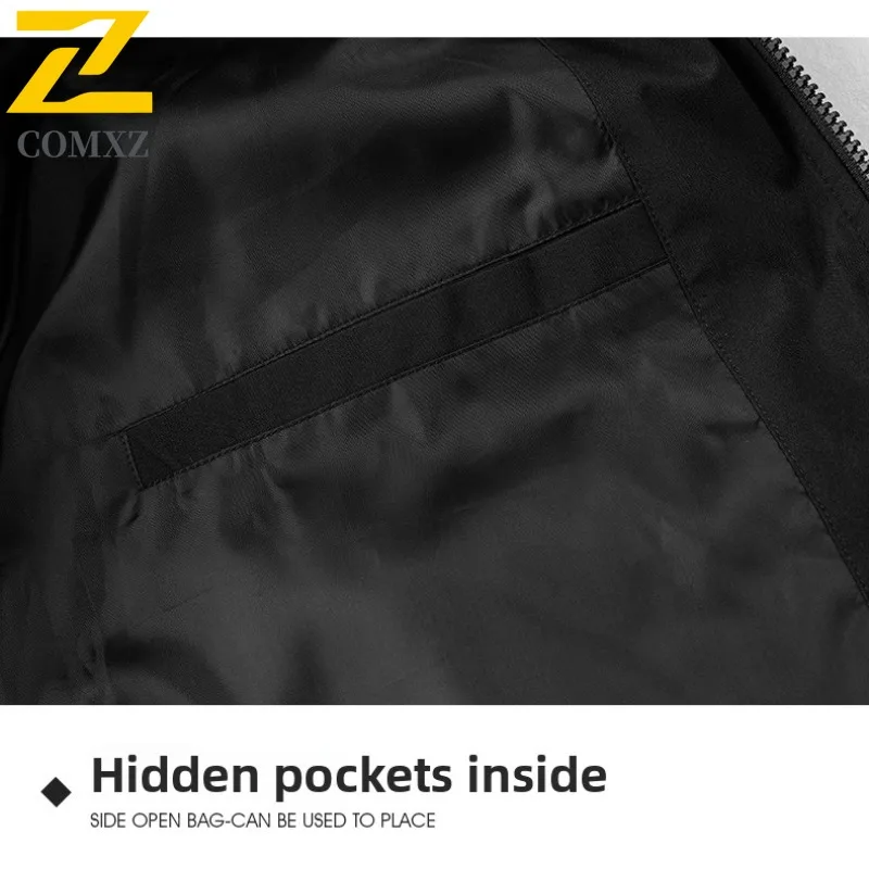 COMXZ 2025 Autumn Winter Color Block Cotton Jacket Unisex Stand Collar Loose Fit Thick Warm Coat tactics lightweight windbreaker