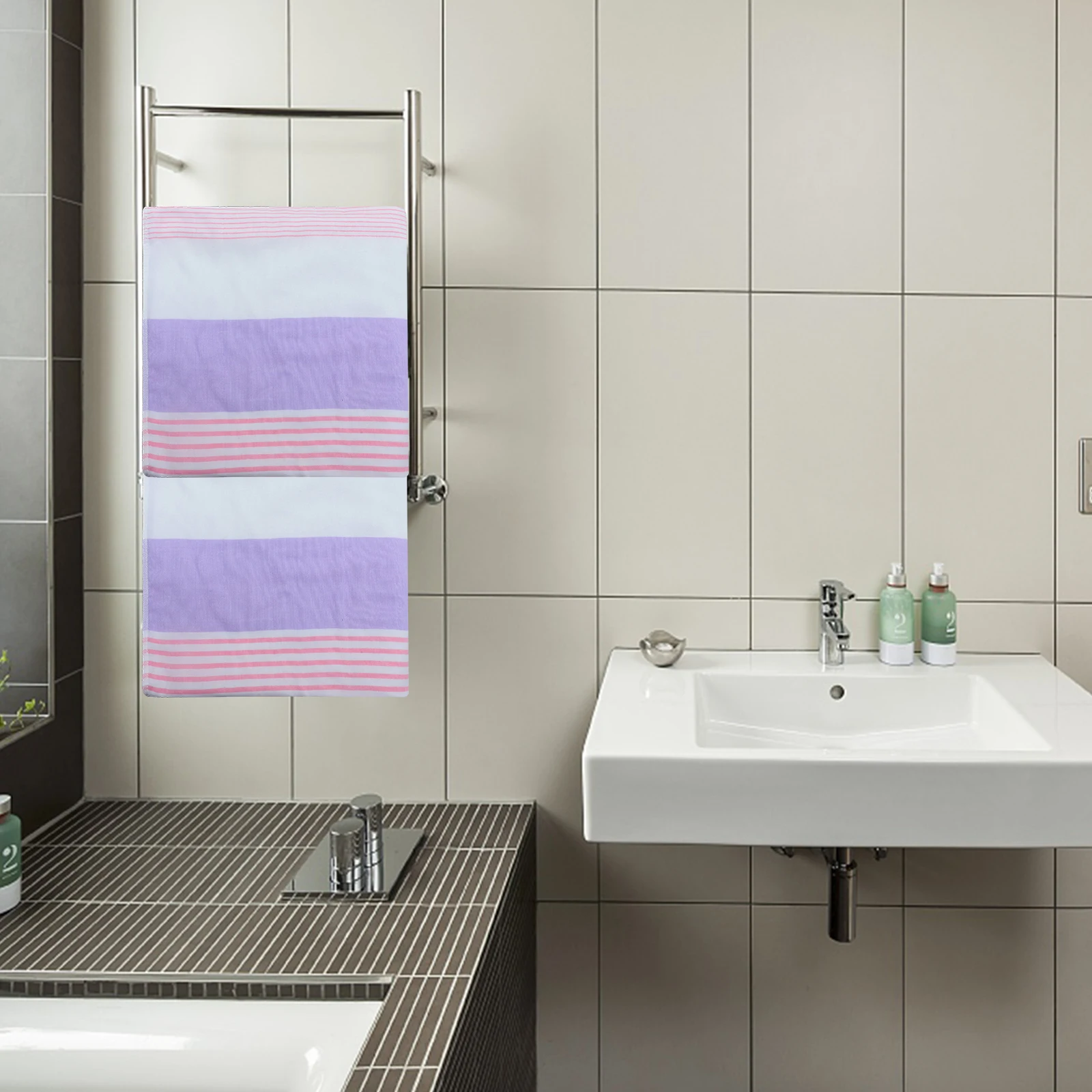 

Purple Embroidered Cotton Bath Towel Comfortable Absorbent Washcloth Soft Skin Feel Quick Water Sweat Absorption