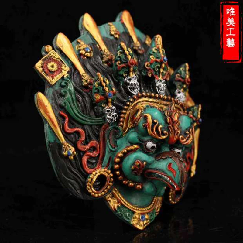 Nepal collected handmade colored drawing gold eagle hand Lacquerware hung statue,for guard  house, exorcise evil spirit