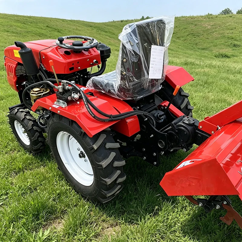 Customized High Efficiency Four Wheel Rotary Tiller, Multifunctional Wheel Type Micro Tiller & Agricultural Plowing Equipment