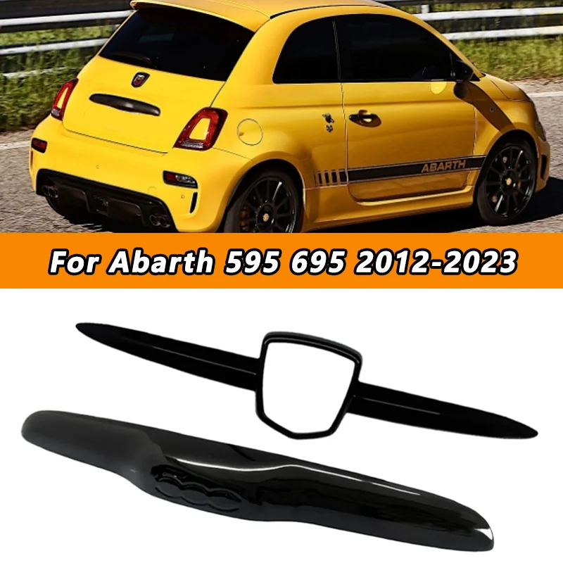 

For Abarth 595 2012-2023 Abarth 695 2010-2023 Car Trunk Lid Tailgate Handle Cover Trim / Front Logo Badge Grill Strip Cover
