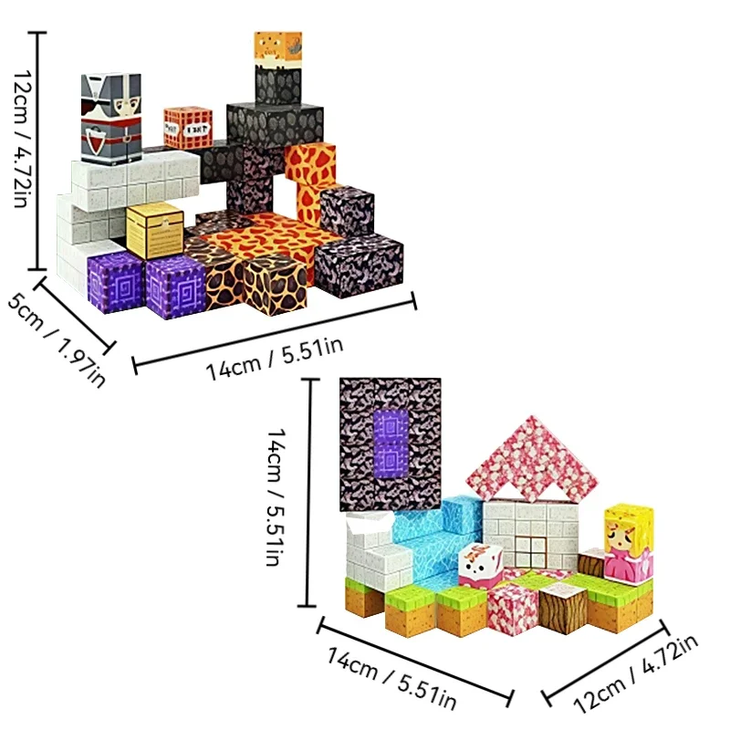 Klassieke magnetische vierkante bouwstenen 84 stuks creatieve 3D desktop DIY kindercadeau STEM straatscène architectonische set