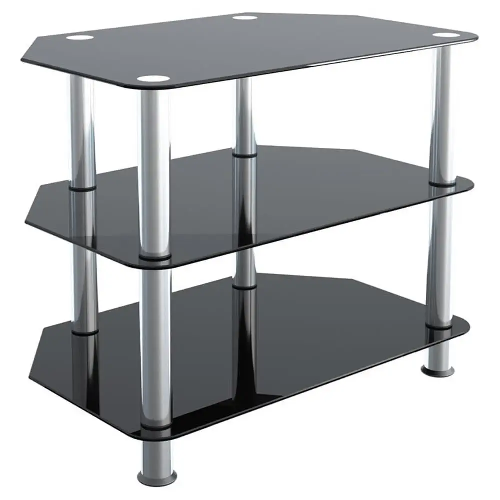 Transitional Steel & Glass TV Stand for 32