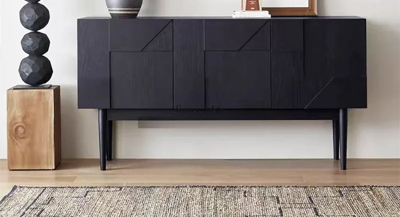 

FG28Italian Nordic black oak color side cabinet storage cabinet creativity