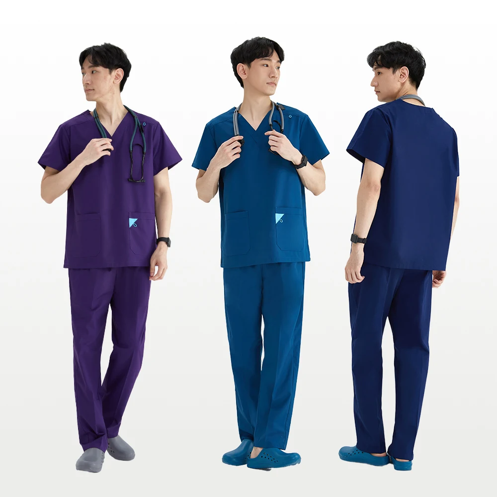 

Медицинские костюмы с коротким рукавом, V-образным вырезом, из хлопка и полиэстера, прочные, для больниц, комплекты униформы 202