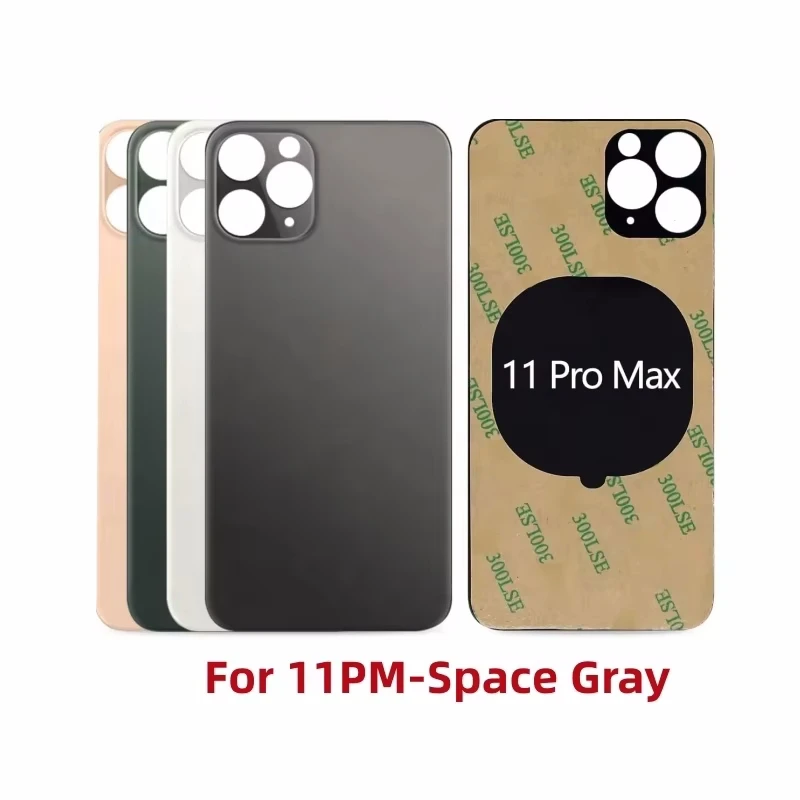 For iPhone 11 Pro Max Back Glass Cover Panel Battery Cover Replacement Parts New With logo Housing Big Hole Camera Rear Glass