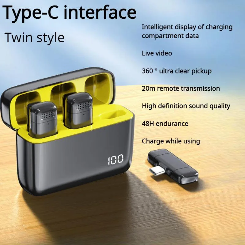 ميكروفون Lavalier اللاسلكي لهواتف iPhone وAndroid - محمول صغير، لتقليل الضوضاء مع علبة شحن لتسجيل الصوت والفيديو #5